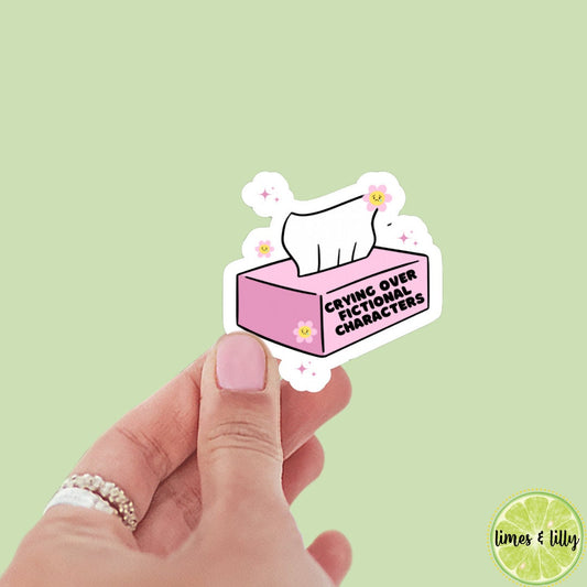 Crying Over Fictional Characters sticker, book stickers, kindle, laptop, bookish stickers, decal, water bottle, tissue box