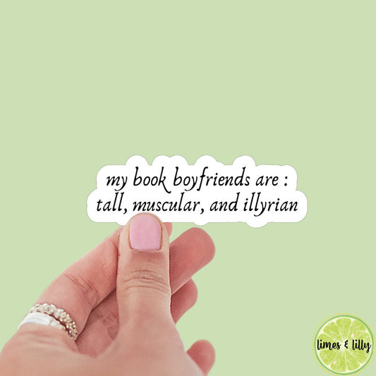 My Book Boyfriends are Tall, Muscular, and Illyrian Book Sticker, Vinyl, Book Inspired, Quote Kindle Sticker, ACOTAR, Bookish Stickers