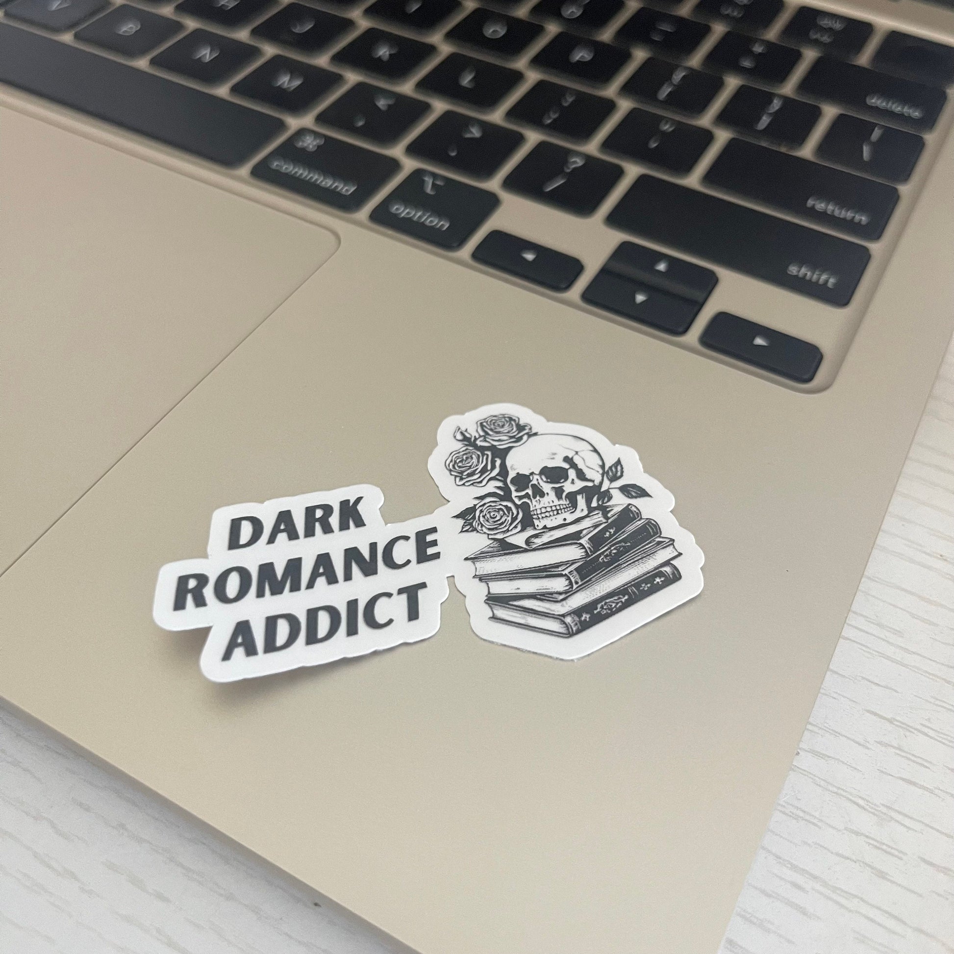 Dark romance addict sticker, book stickers, kindle, laptop, romance reader, booktok, smut stickers, bookish sticker, skulls