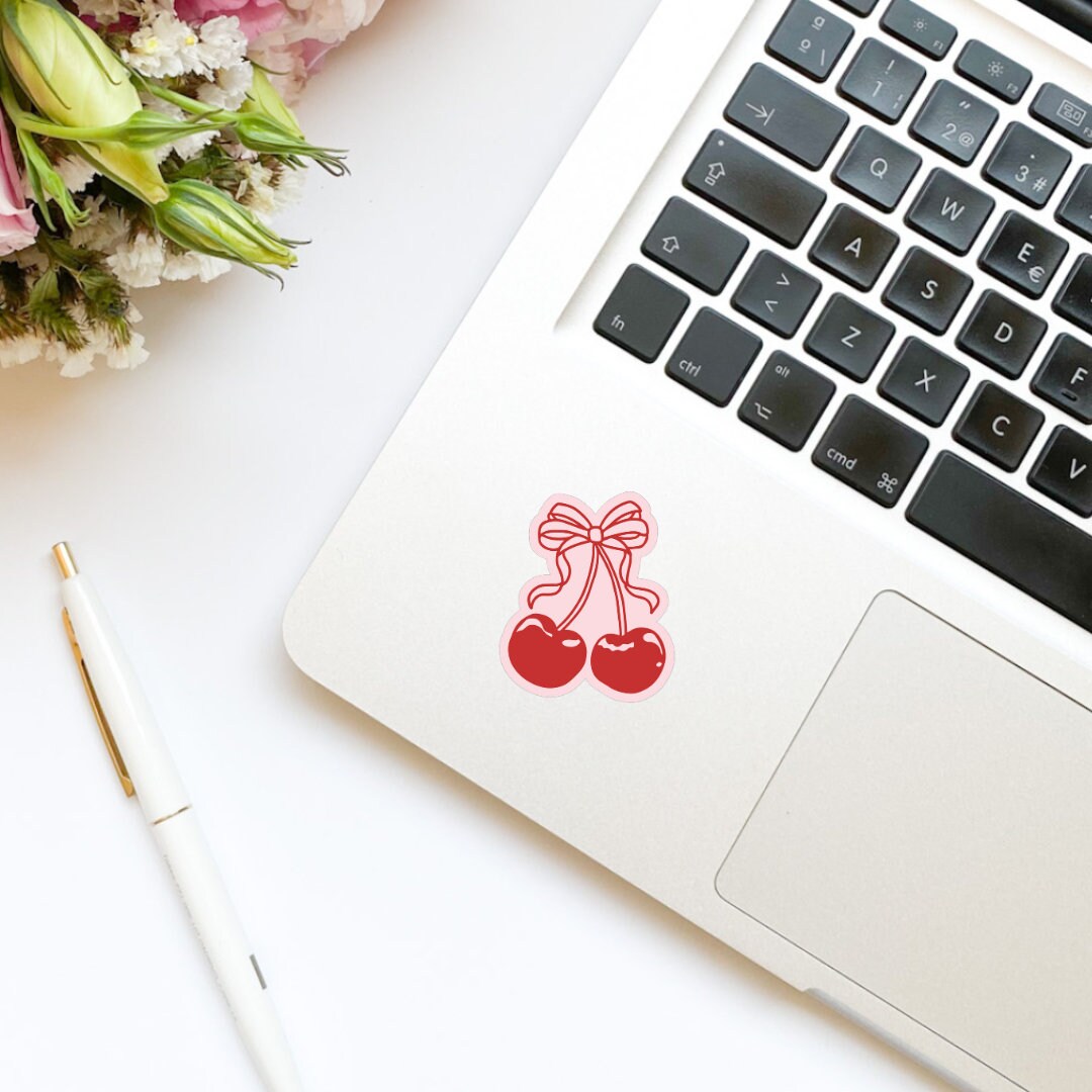 Coquette Cherry Pink Sticker | Girly Sticker | Cute Sticker | Kindle Sticker | Bookish Sticker | Cute Stickers