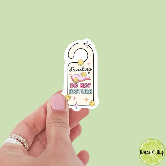Reading Do Not Disturb Door Hanger Sticker | Trendy Stickers | Bookish Stickers | Retro Stickers | Kindle Stickers | Water Resistant