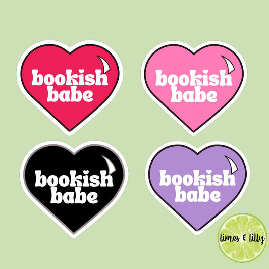 Bookish Babe heart bookish stickers, book lover, book stickers, kindle, laptop, romance reader, booktok, smut stickers, smutty