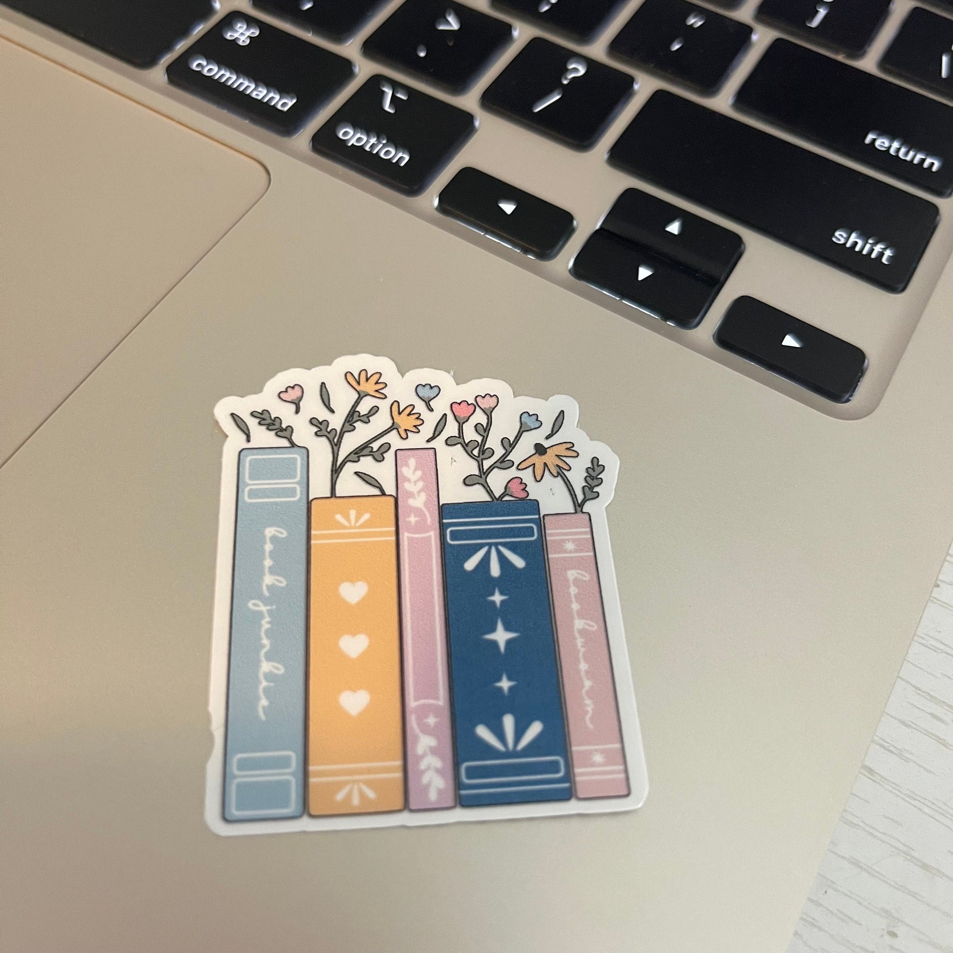 Book junkie book stack sticker, book stickers, kindle, laptop, bookstagram, spicy romance bookish sticker, spring stickers, cute sticker