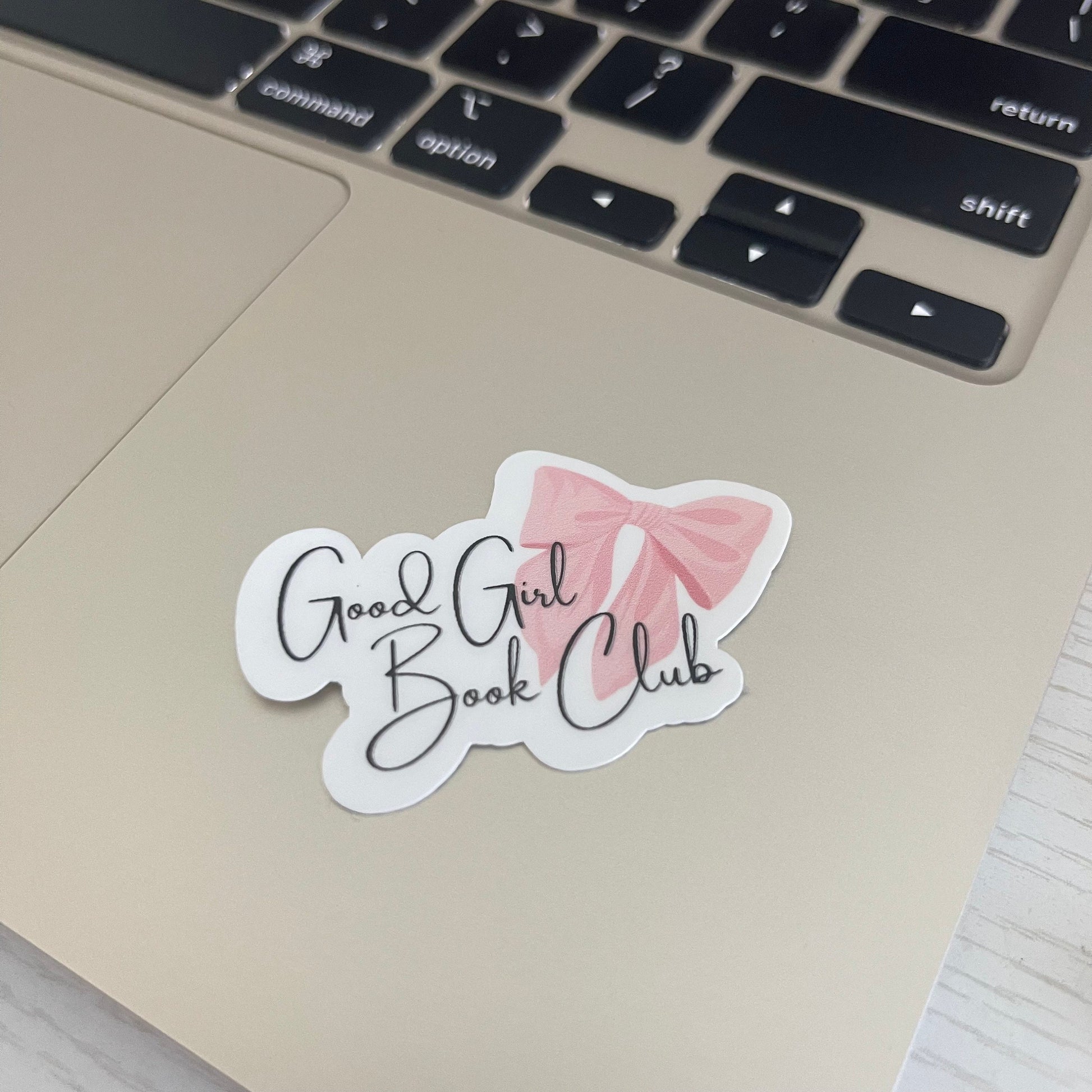Good Girl Book Club coquette bow sticker, book stickers, kindle, laptop, pink bow, romance, bookish sticker, spring, decal