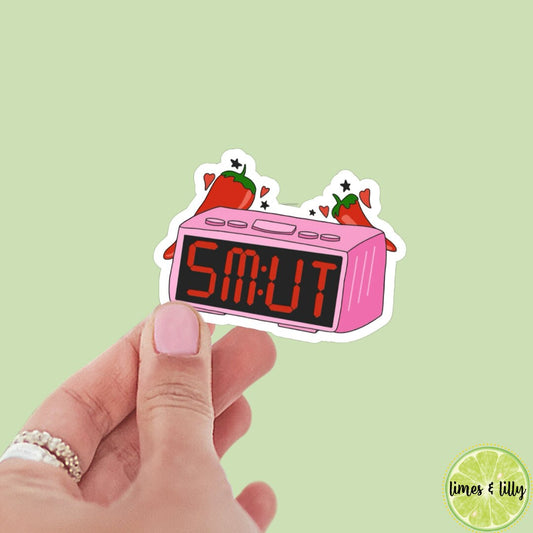 Smut o’clock alarm clock sticker, book stickers, kindle, laptop, spicy romance, bookish sticker, decal, water bottle, time