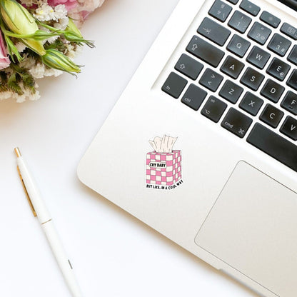 Cry Baby But in Like a Cool Way Tissue Box Sticker | Mental Health Sticker | Kindle Sticker | Bookish Stickers | Bookish Sticker