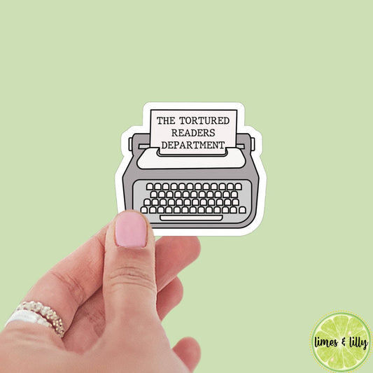 The Tortured Readers Department sticker, book stickers, kindle, laptop, water resistant bookish stickers, decal, water bottle, TTPD, eras