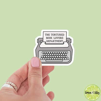 The Tortured Book Lovers Department sticker, book stickers, kindle, laptop, water resistant, bookish stickers, decal, TTPD