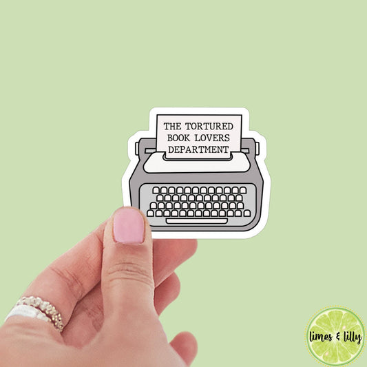 The Tortured Book Lovers Department sticker, book stickers, kindle, laptop, water resistant, bookish stickers, decal, TTPD