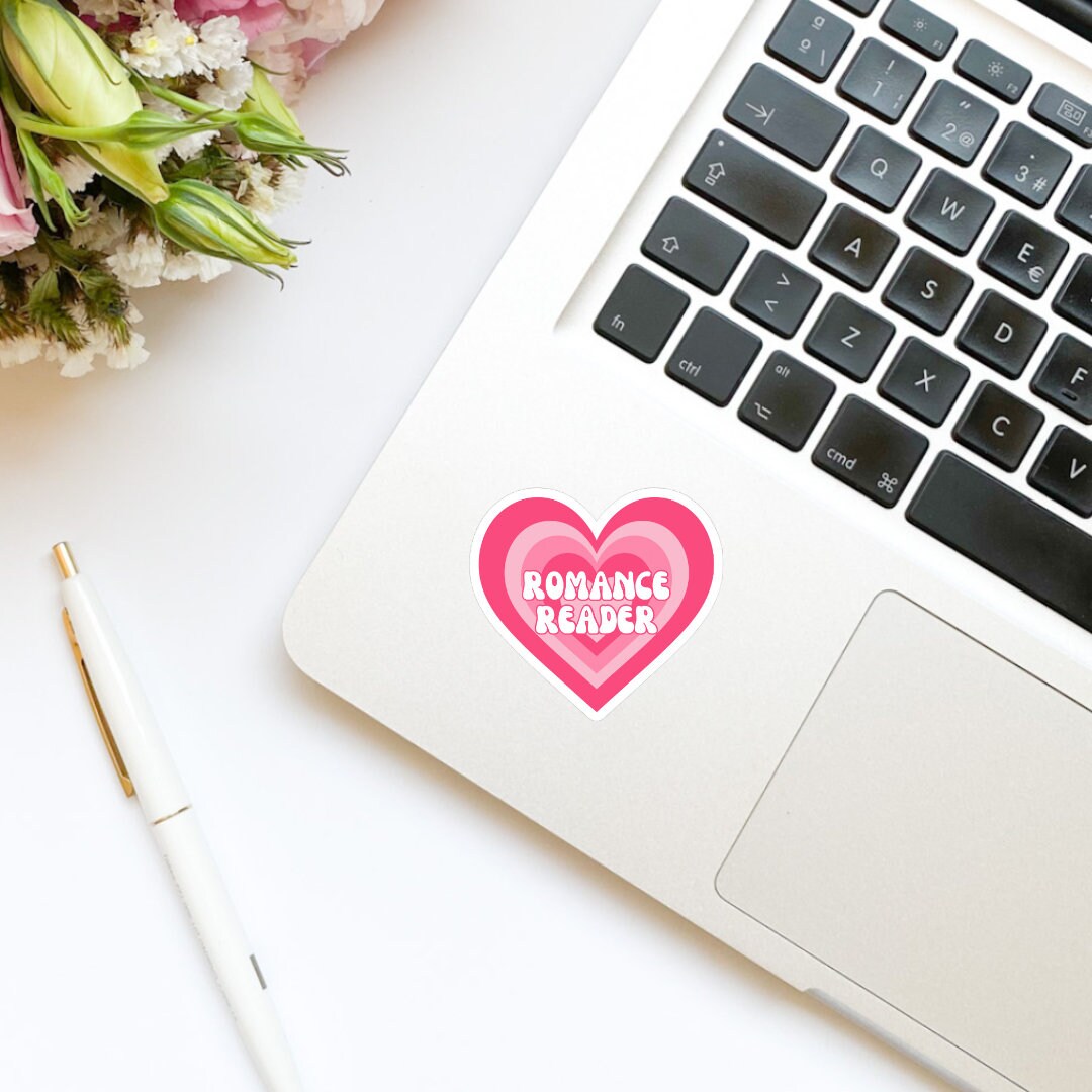 Romance Reader Retro Trippy 70s Heart sticker, book stickers, kindle, laptop, foodie, bookish stickers, decal,water bottle,