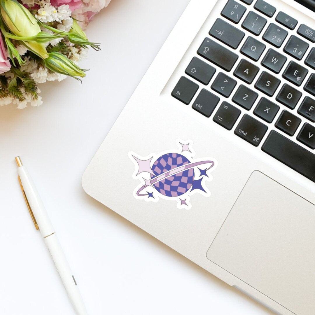 Y2K 90s Girl Retro Planet purple sticker, bookish stickers, kindle, laptop, waterproof, book stickers, decals, water bottle, Stanley cup