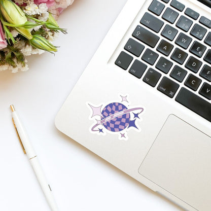 Y2K 90s Girl Retro Planet purple sticker, bookish stickers, kindle, laptop, waterproof, book stickers, decals, water bottle, Stanley cup