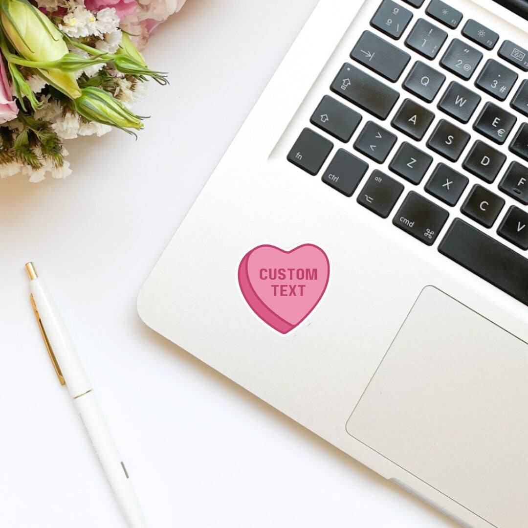 CUSTOM TEXT Candy Heart Sticker, personalized bookish sticker, booktok, personalized stickers, bookish stickers, book boyfriend, hearts,