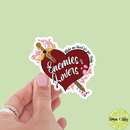 Enemies to Lovers Sword Heart Sticker | Book Sticker | Water Bottle Sticker | Bookish Stickers | Kindle Sticker | Book Lover | Romantasy Red