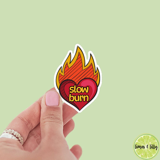 Slow Burn Fire Heart Sticker | Book Sticker | Water Bottle Sticker | Bookish Stickers | Kindle Stickers | Book Lover |