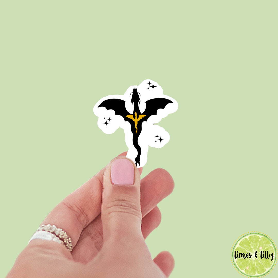 Black and Gold Flying Dragon Sticker | Book Inspired | Bookish Stickers | Kindle | Laptop | Decal | Romantasy Book Merch