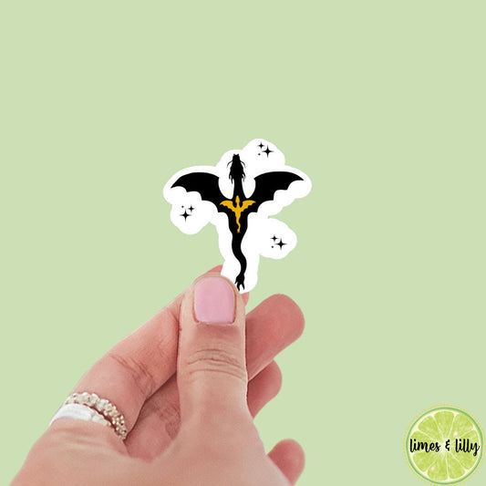 Black and Gold Flying Dragon Sticker | Book Inspired | Bookish Stickers | Kindle | Laptop | Decal | Romantasy Book Merch