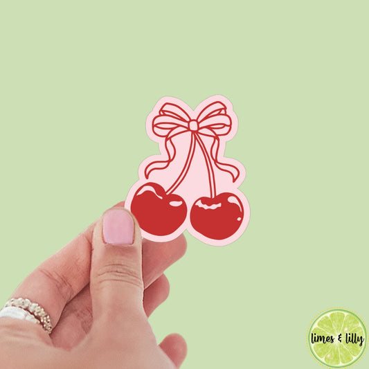 Coquette Cherry Pink Sticker | Girly Sticker | Cute Sticker | Kindle Sticker | Bookish Sticker | Cute Stickers