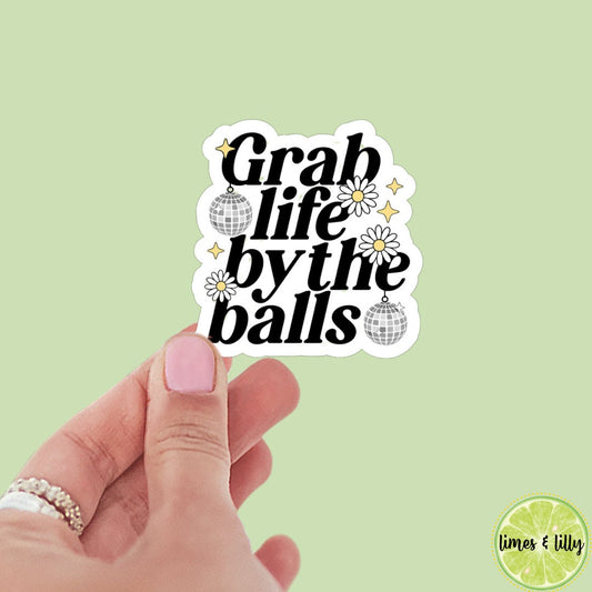Grab Life by the Balls Sticker | Book Sticker | Girly | Water Bottle Sticker | Bookish Stickers | Kindle Sticker | Book Lover | Trendy