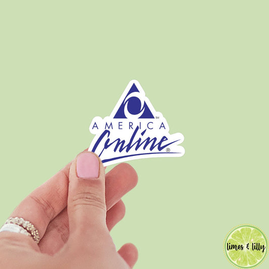 America Online Logo Sticker | AOL | Funny Y2K 90s Sticker | Retro Sticker | Nostalgia Vinyl Sticker | Kindle | Water Bottle | Laptop