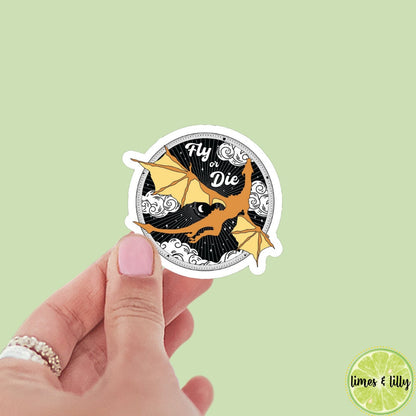 Fly or Die Black and Gold Flying Dragon Sticker | Book Inspired | Bookish Stickers | Kindle | Decal | Romantasy Book Merch