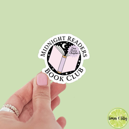 Midnight Readers Book Club Sticker | Book Stickers | Kindle Stickers | Bookish Stickers | Water Resistant | One More Chapter