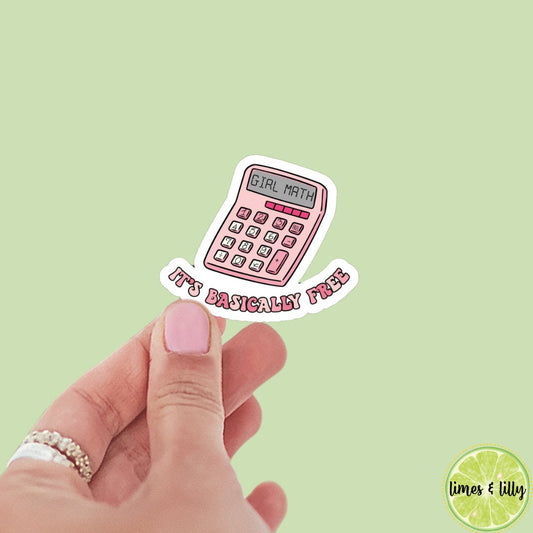Girl Math It’s Basically Free Vinyl Sticker | Book Sticker | Girly | Water Bottle Sticker | Bookish Stickers | Kindle Stickers | Book Lover
