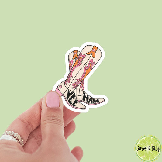 Yee Haw Cowgirl Boots sticker, bookish stickers, kindle, laptop, waterproof, spicy romance, book stickers, decal, water bottle, western