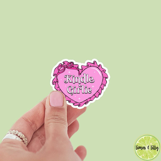 Kindle Girlie Coquette Heart Sticker | Kindle Stickers | Book Club | Bookish Stickers | Funny | Die Cut | Decal | Pink Stickers