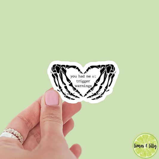 You Had Me at Trigger Warnings Heart Hands Sticker | Book Stickers | Smut Sticker | Dark Romance | Bookish Stickers | Kindle Stickers |