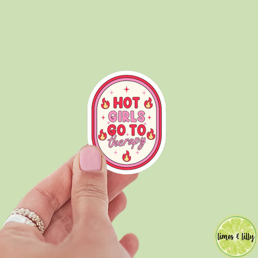 Hot Girls Go to Therapy Sticker | Book Sticker | Girly | Water Bottle Sticker | Bookish Stickers | Kindle Sticker | Book Lover | Retro