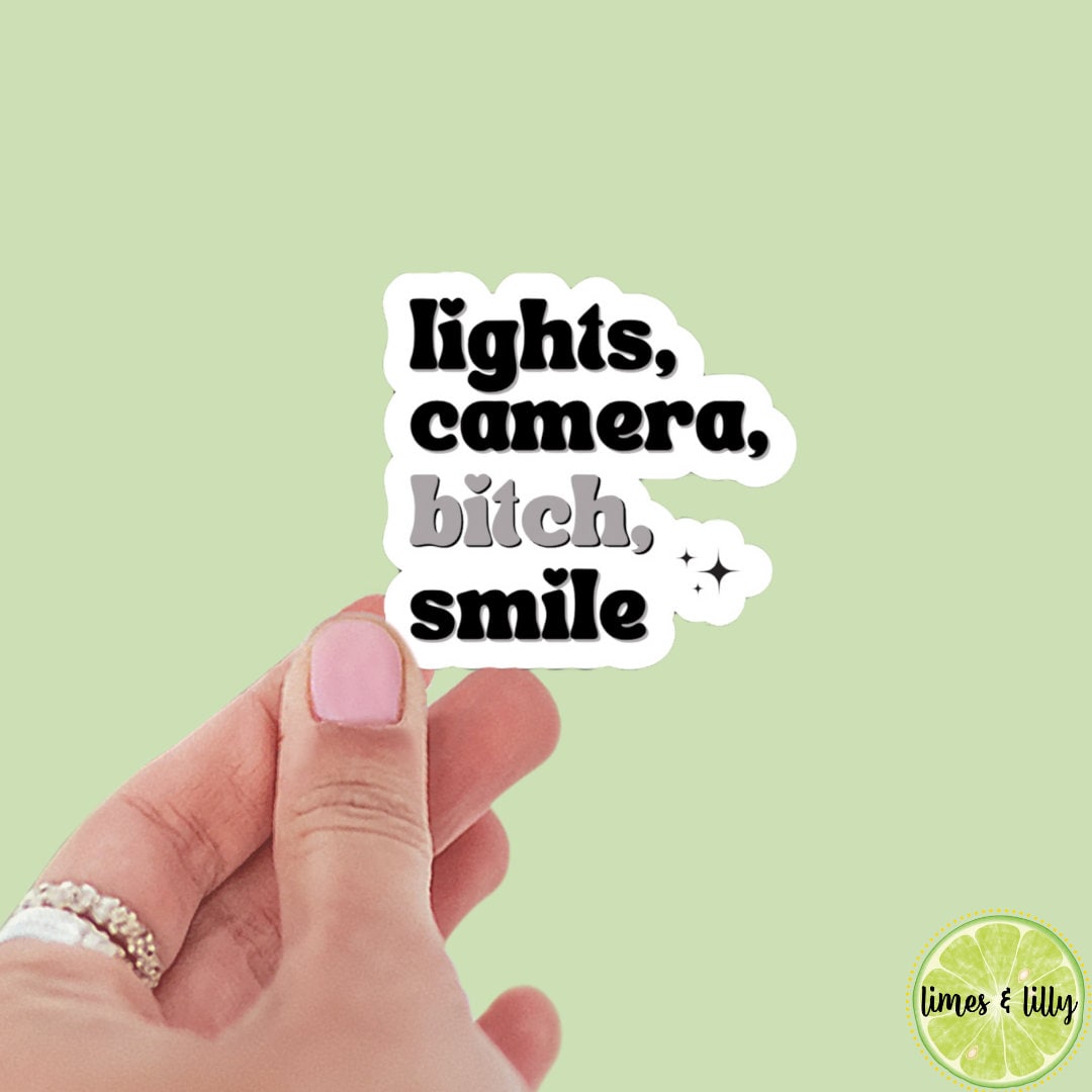 Lights Camera Bitch Smile Sticker | I Can Do It With a Broken Heart | TTPD Sticker | Tortured Poets Album Sticker | Water Bottle