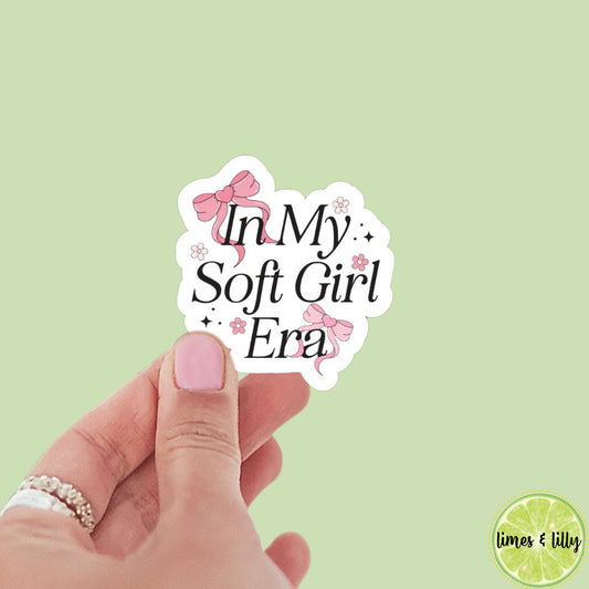 In My Soft Girl Era Sticker | Bookish Stickers | Kindle Stickers | Coquette Bows | Pink Bows | Girly Stickers