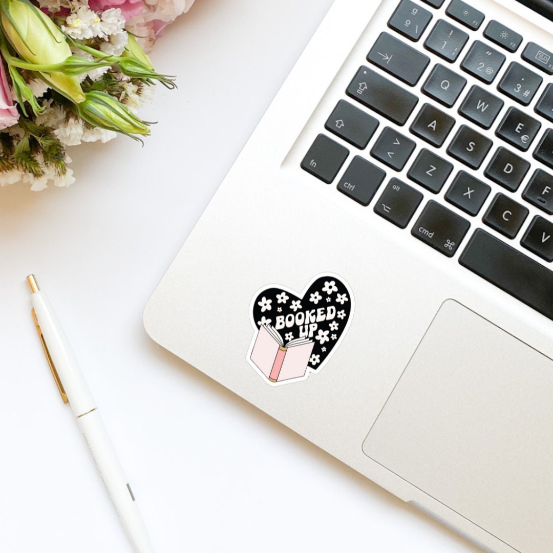 Booked Up Black Retro Heart Sticker | bookish stickers | kindle | laptop | spicy romance | book stickers | decal |water bottle