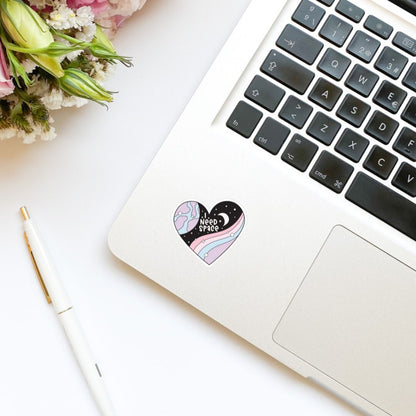 I Need Space Heart Sticker | Moon Sticker | Bookish Stickers | Kindle Stickers | Water Bottle | Decal | Laptop