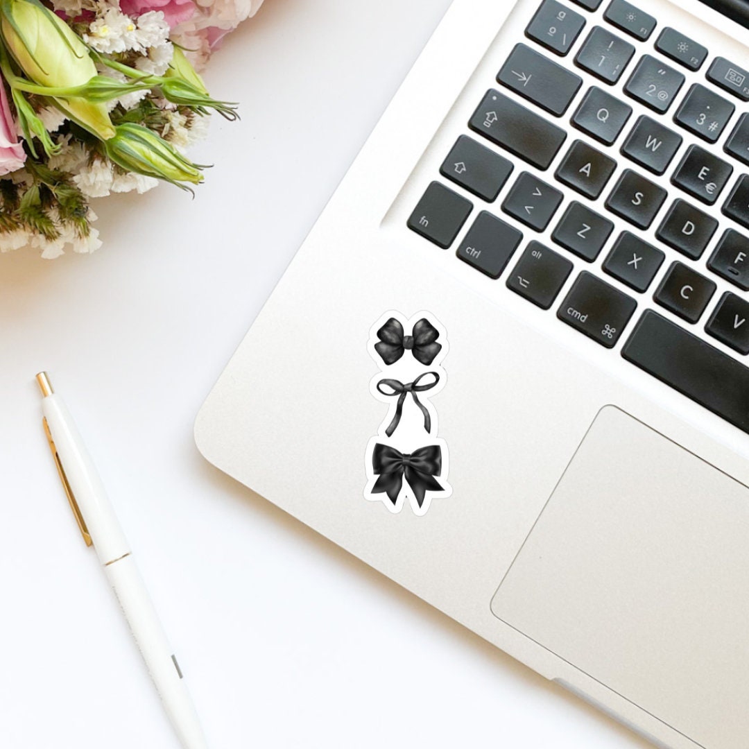 Coquette Black Bow Stacked Sticker | bookish stickers | book lover | book stickers | kindle |laptop | romance reader | girly stickers