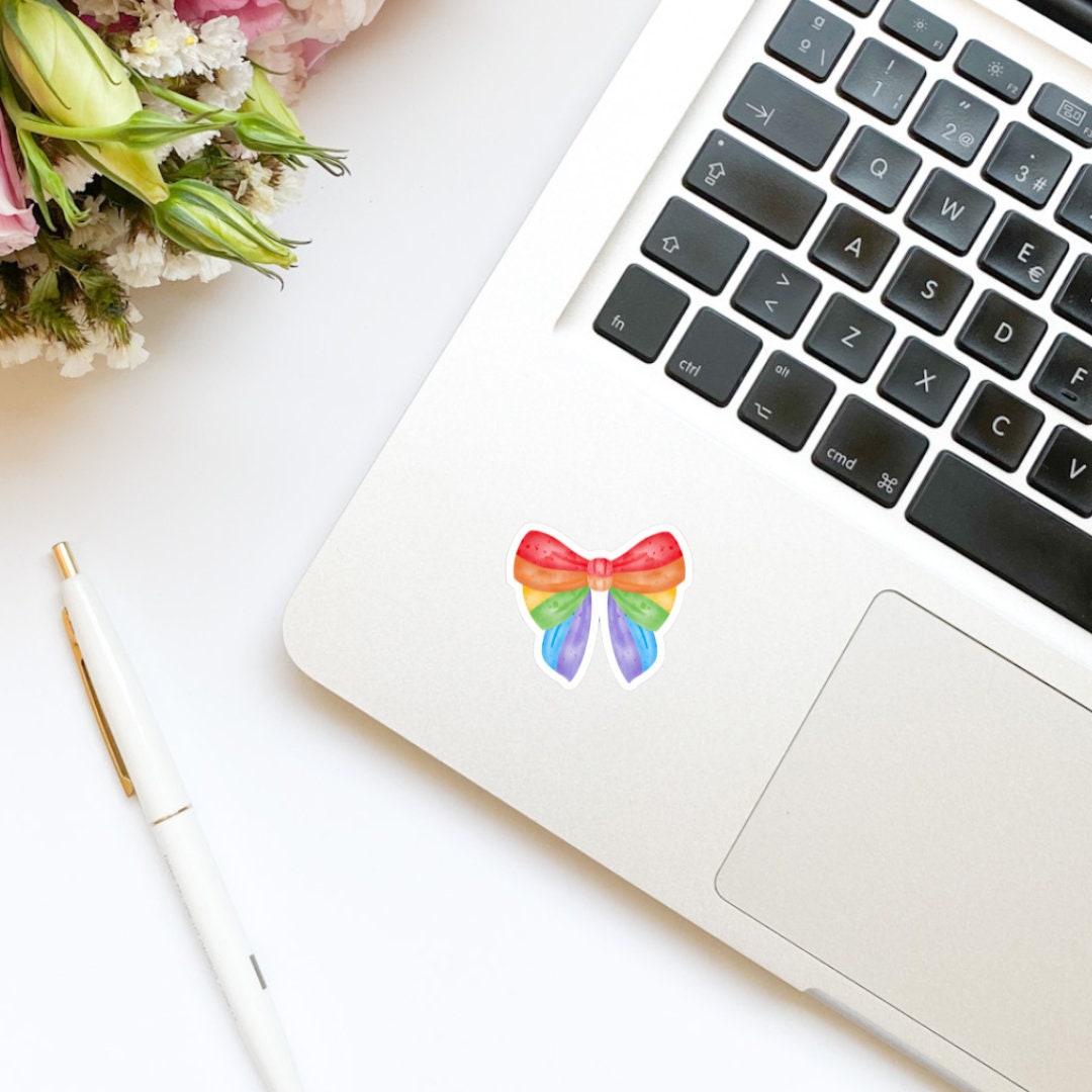 Coquette Inclusive Gay Pride Bow Sticker | Pride flag stickers | Inclusive pride sticker | Social justice stickers | LGBTQIA sticker