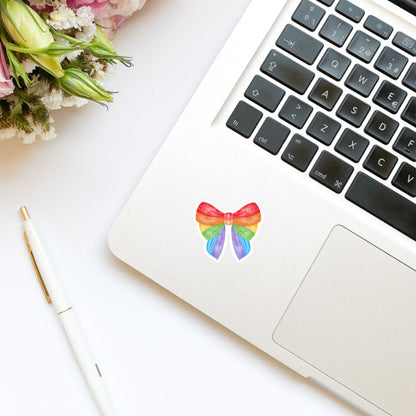Coquette Inclusive Gay Pride Bow Sticker | Pride flag stickers | Inclusive pride sticker | Social justice stickers | LGBTQIA sticker