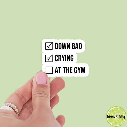 Down Bad Crying At The Gym Sticker | Checkmark Yes Sticker | TTPD Sticker | Tortured Poets Album Sticker | TS Inspired | Water Bottle