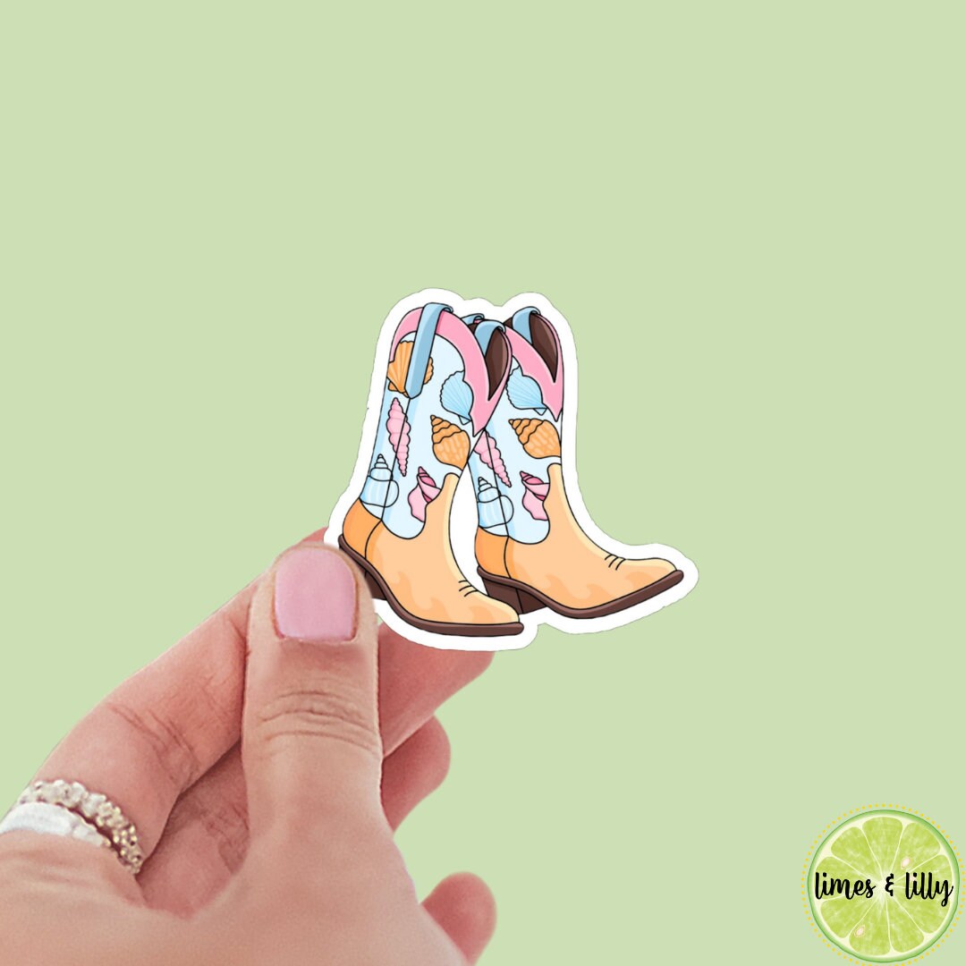 Coastal Beach Cowgirl Boots sticker, bookish stickers, kindle, laptop, spicy romance, book stickers, decal, water bottle, western