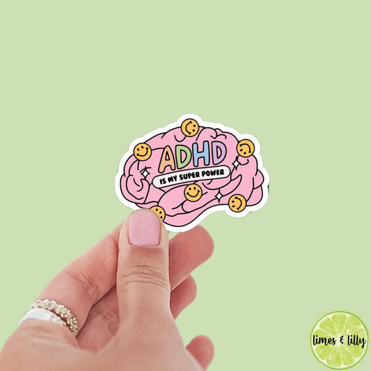 ADHD is My Super Power Vinyl Sticker, bookish stickers, romance era, book stickers, kindle stickers, mental health, neurodivergent