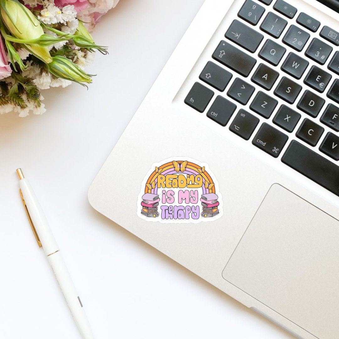 Reading is My Therapy Rainbow Book Sticker | bookish stickers | kindle | laptop | spicy romance | book stickers | decal |water bottle