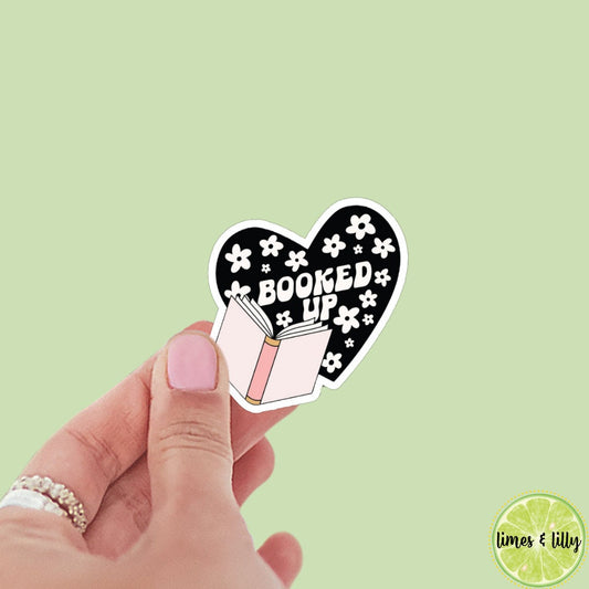 Booked Up Black Retro Heart Sticker | bookish stickers | kindle | laptop | spicy romance | book stickers | decal |water bottle