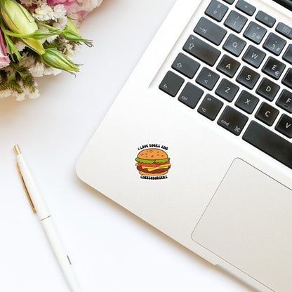 I Love Books and Cheeseburgers sticker, book stickers, kindle, laptop, foodie, bookish stickers, decal,water bottle, food