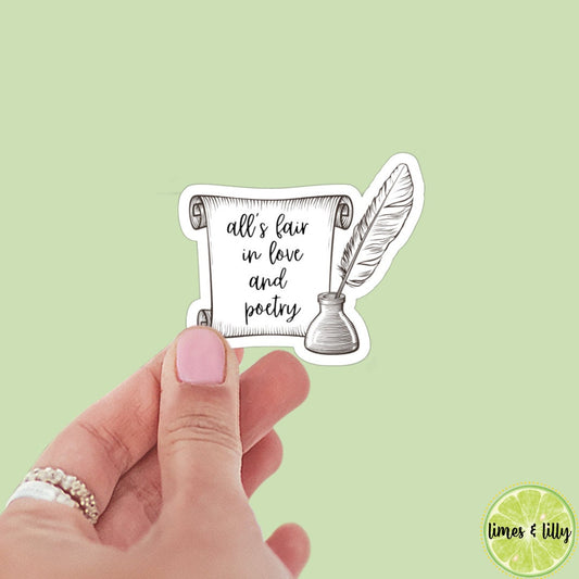 All’s Fair in Love and Poetry Sticker | TTPD Sticker | Bookish Sticker | Kindle Sticker | Tortured Poets Department