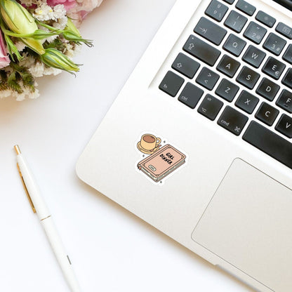 Girl Dinner Cup of Coffee and a book Vinyl Sticker | Girly | Water Bottle Sticker | Bookish Stickers | Kindle Sticker | Book Lover