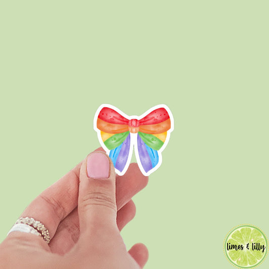 Coquette Inclusive Gay Pride Bow Sticker | Pride flag stickers | Inclusive pride sticker | Social justice stickers | LGBTQIA sticker