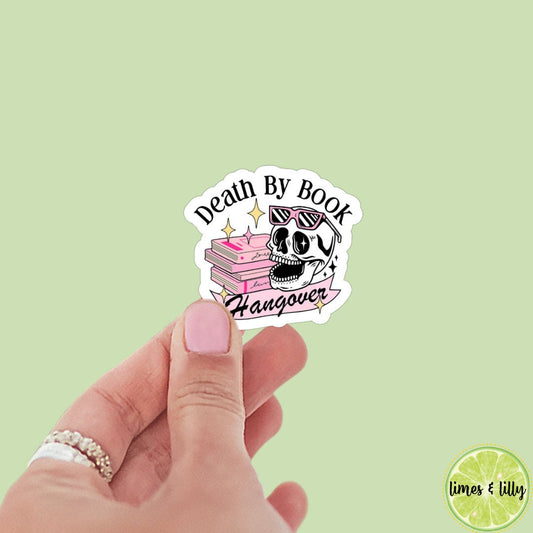 Death by Book Hangover Skull Sticker, book stickers, kindle, laptop, romance reader, booktok, kindle stickers, bookish stickers,