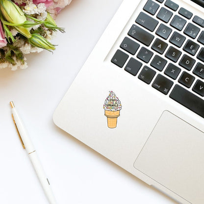 Stay Cool and Sprinkle Kindness Ice Cream Sticker, book stickers, kindle, laptop, foodie, bookish stickers, decal,water bottle, food