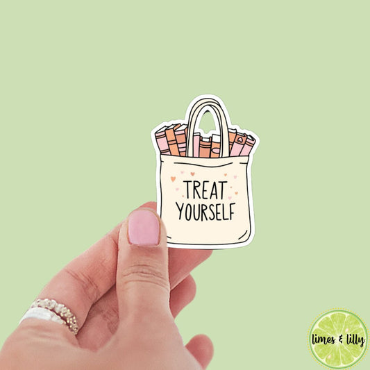Treat Yourself Tote Bag Sticker | Kindle Stickers | Bookish Stickers | Bookish Sticker | Mood Reader
